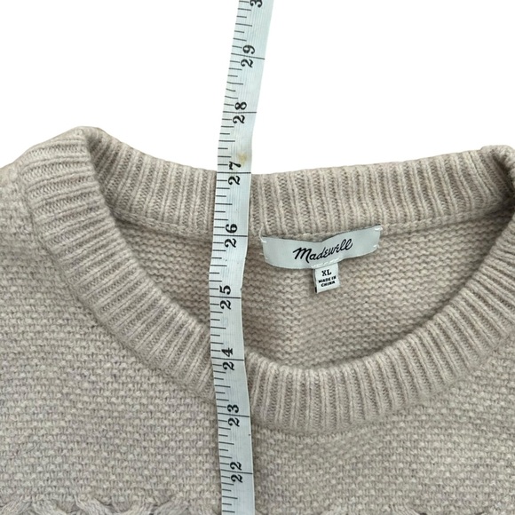 Madewell Patchwork Cableknit Tunic Sweater Heather Beige Wool Blend Size XL - Picture 9 of 10